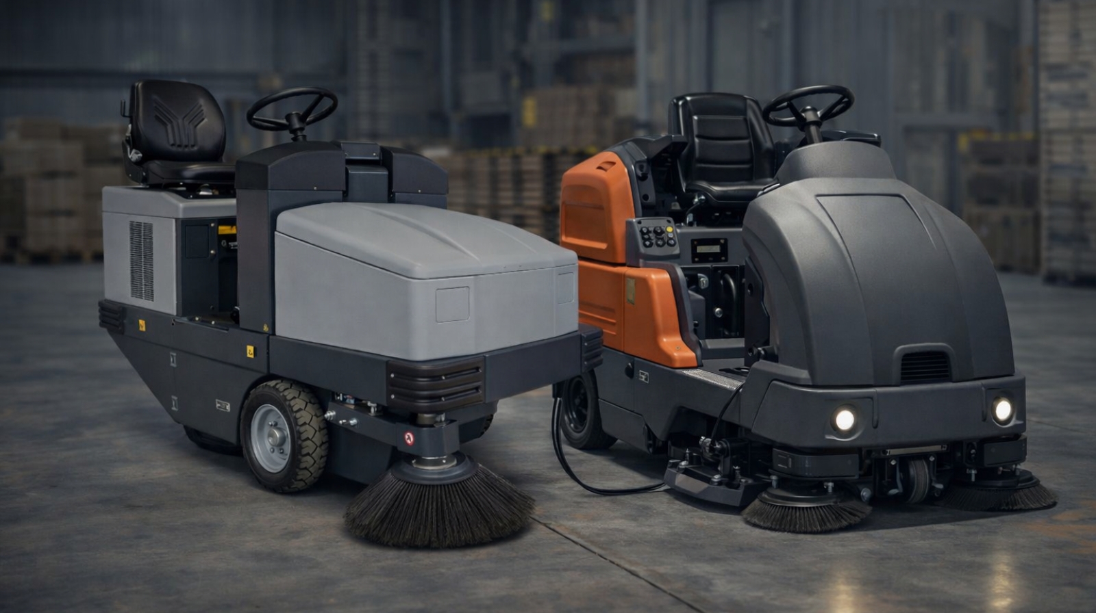 Batterij duur van een veegmachine en schrobmachine